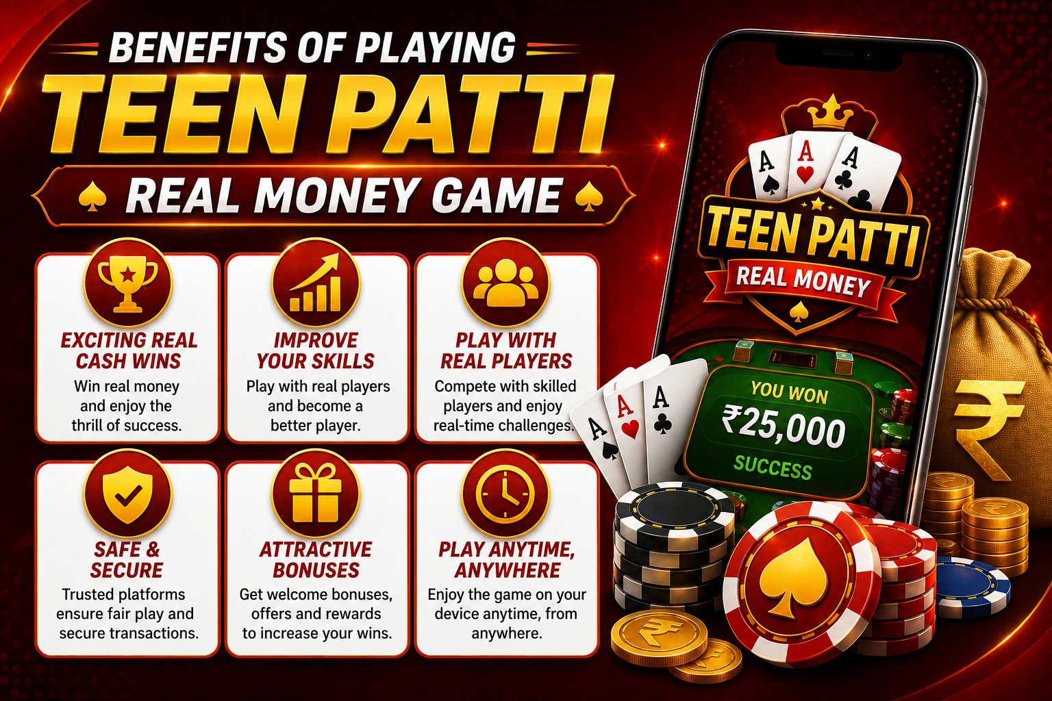 Benefits of Playing Teen Patti Real Money Game