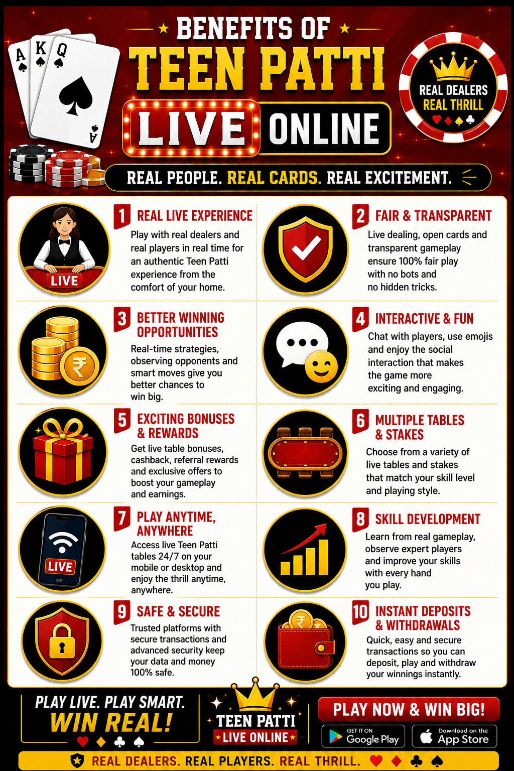 Benefits of Teen Patti Live Online