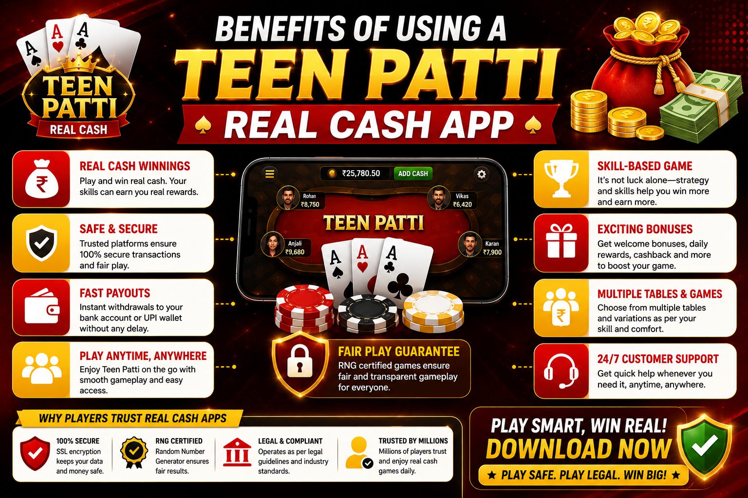 Benefits of Using a Teen Patti Real Cash App