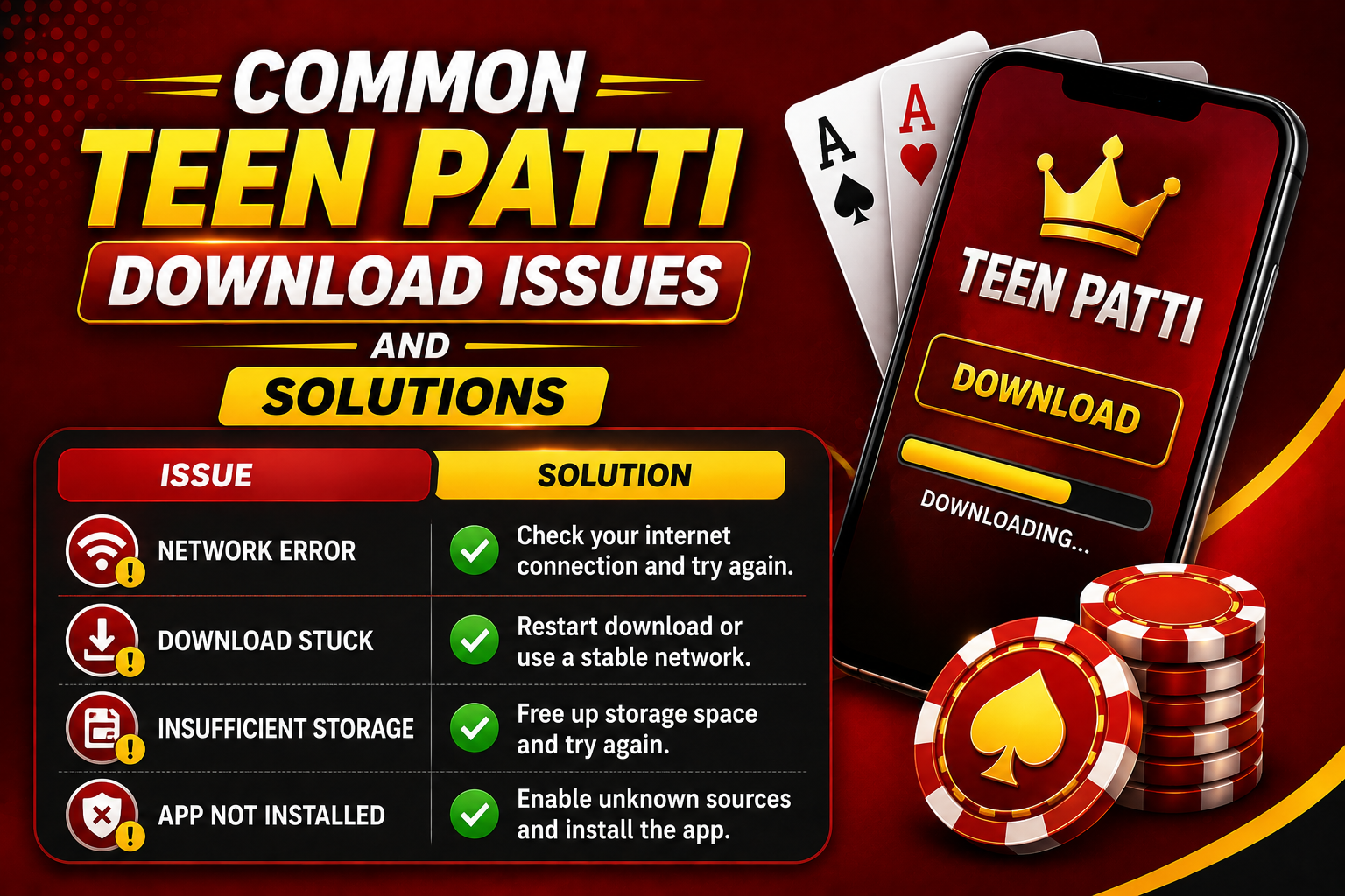 Common Teen Patti Download Issues and Solutions