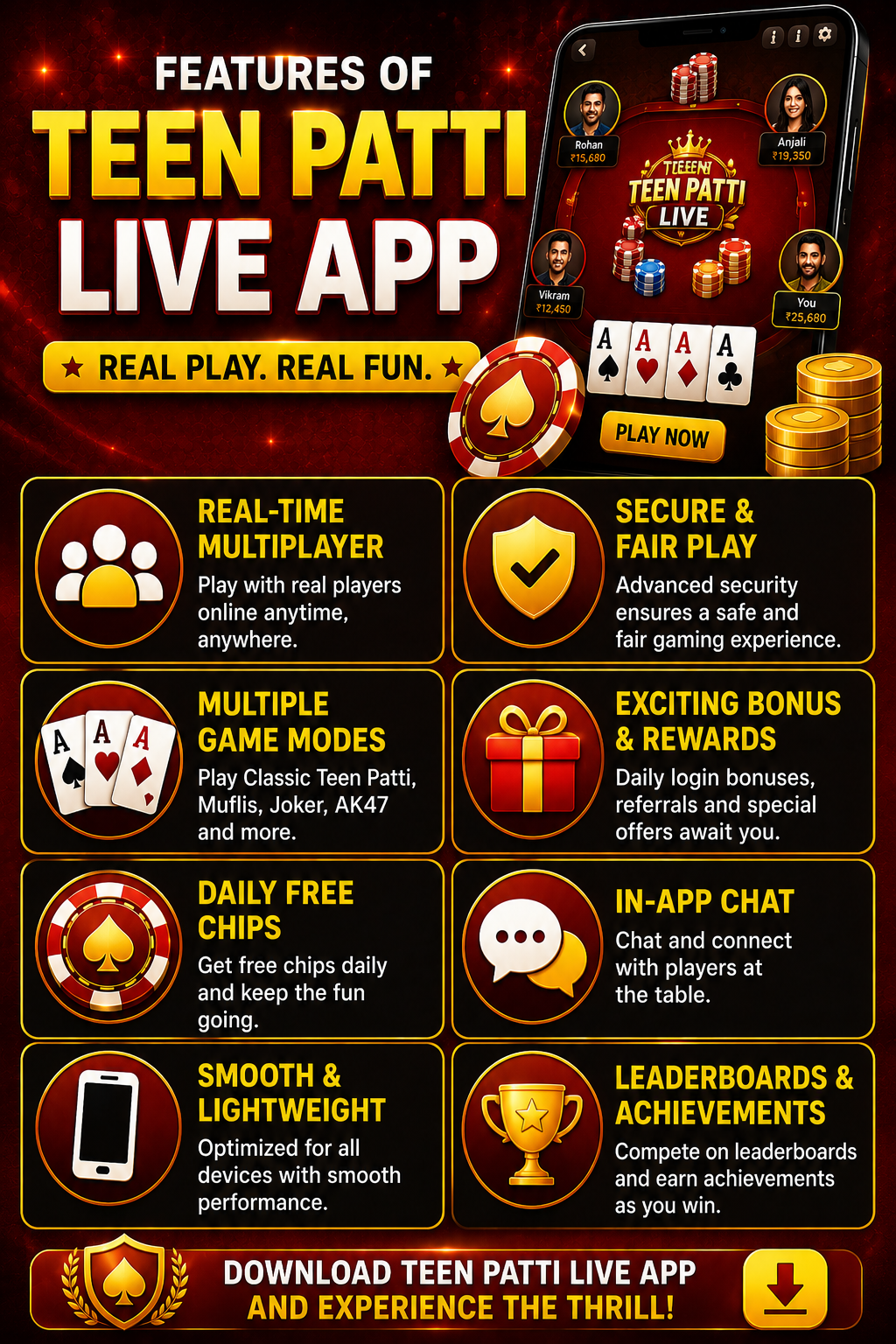 Features of Teen Patti Live App