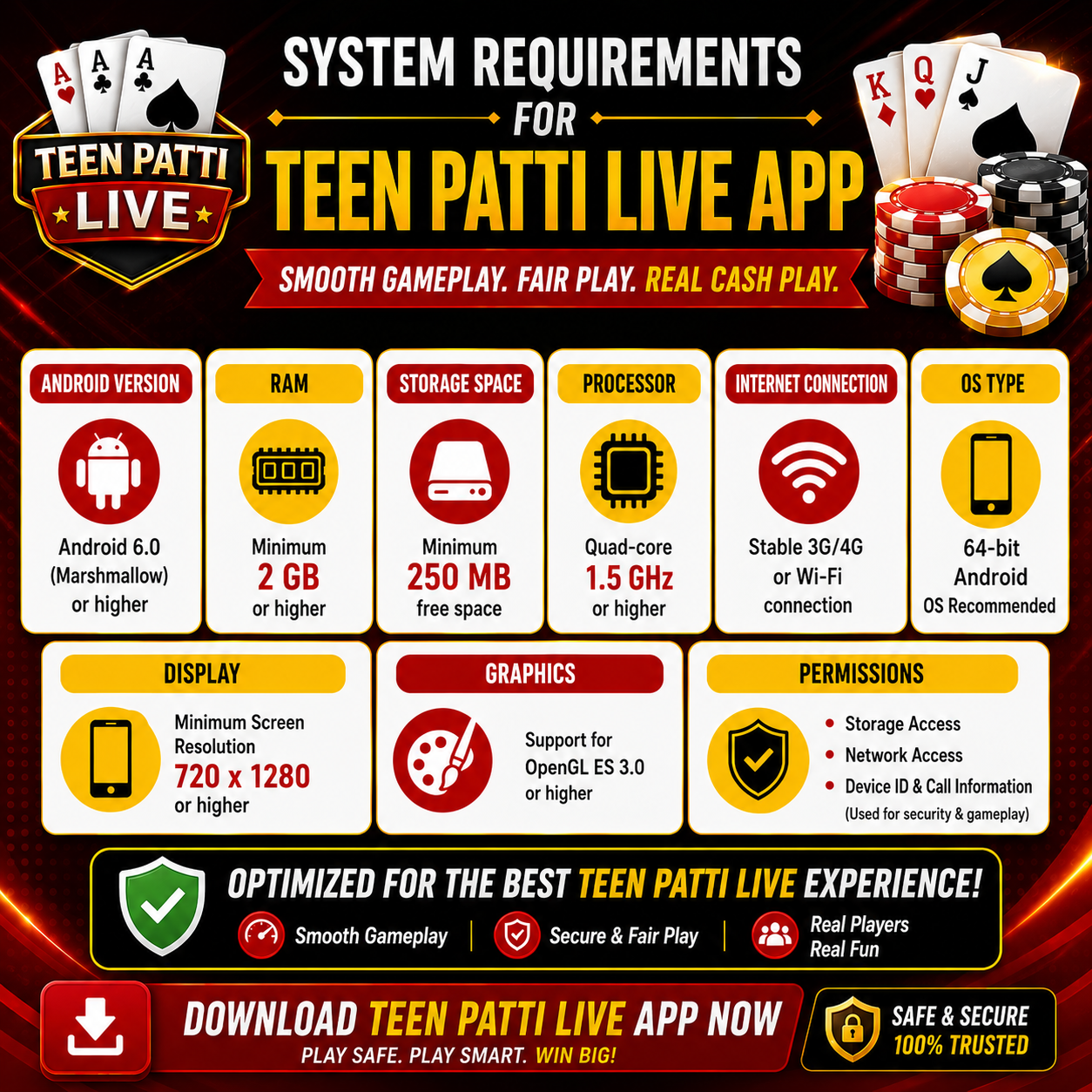 System Requirements for Teen Patti Live App