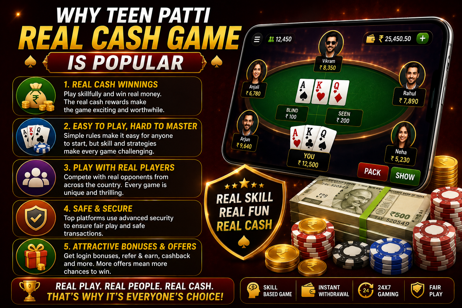 Why Teen Patti Real Cash Game is Popular
